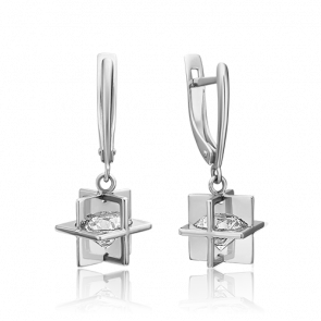 Серьги из белого золота Platina с фианитом 02-4464-00-501-1120-67 фото