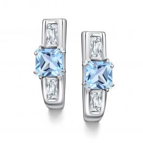 Серебряные серьги АЛЬКОР с топазом и фианитом 02-4464/00ТБ-00 фото