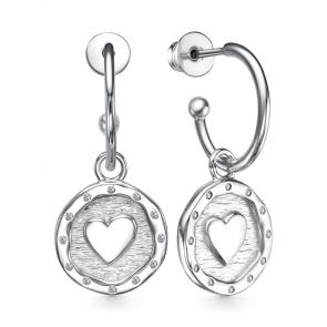 Серебряные серьги-трансформеры АЛЬКОР с фианитом 02-4465/00КЦ-00 фото