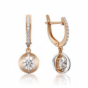 Серьги из комбинированного золота Platina с фианитом 02-4466-00-501-1111-38 фото