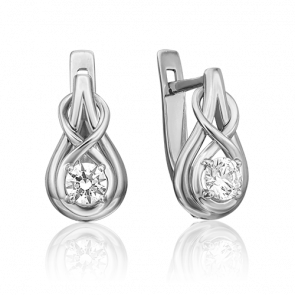 Серьги из белого золота Platina с фианитом 02-4467-00-501-1120-38 фото