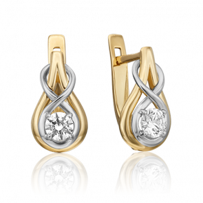 Серьги из комбинированного золота Platina с фианитом 02-4467-00-501-1121-38 фото