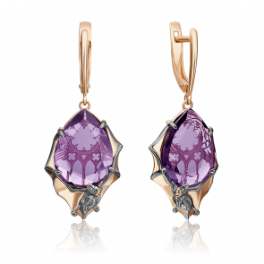 Золотые серьги Platina с аметистом 02-4468-00-203-1110-46 фото