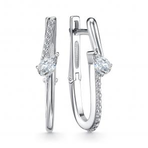 Серебряные серьги АЛЬКОР с фианитом 02-4471/00КЦ-00 фото