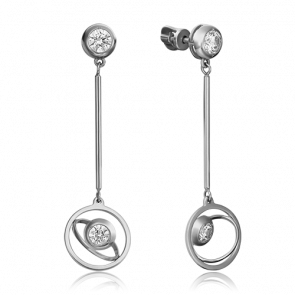 Серьги из белого золота Platina с фианитом 02-4473-00-501-1120-38 фото