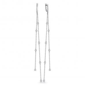 Серебряные серьги АЛЬКОР с фианитом 02-4474/00СВ-00 фото