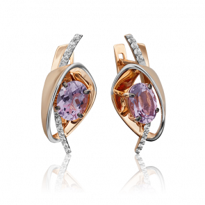 Золотые серьги Platina с топазом и аметистом 02-4476-00-225-1110-57 фото