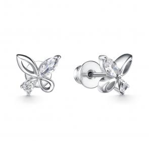 Серебряные серьги АЛЬКОР с фианитом 02-4482/00КЦ-00 фото
