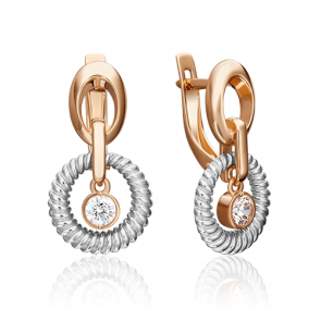 Серьги из комбинированного золота Platina с фианитом 02-4483-00-501-1111-38 фото