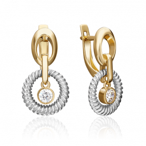 Серьги из комбинированного золота Platina с фианитом 02-4483-00-501-1121-38 фото