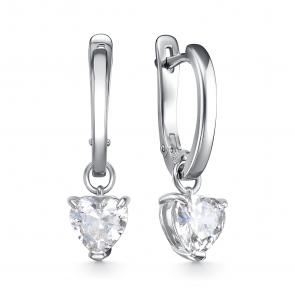 Серебряные серьги АЛЬКОР с фианитом 02-4484/00КЦ-00 фото