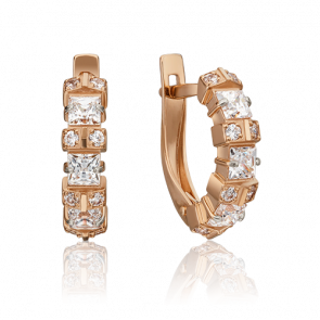 Золотые серьги Platina с фианитом 02-4487-00-501-1110-38 фото