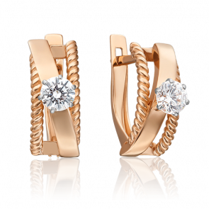 Серьги из комбинированного золота Platina с фианитом 02-4489-00-501-1111-38 фото