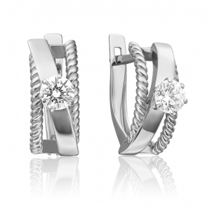 Серьги из белого золота Platina с фианитом 02-4489-00-501-1120-38 фото