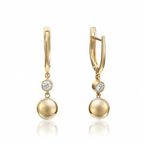 Серьги из лимонного золота Platina с фианитом 02-4492-00-501-1130-38 фото