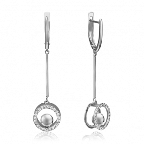 Серьги из белого золота Platina с фианитом 02-4493-00-401-1120-65 фото