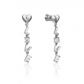 Серьги из белого золота Platina с фианитом 02-4494-00-401-1120-03 фото