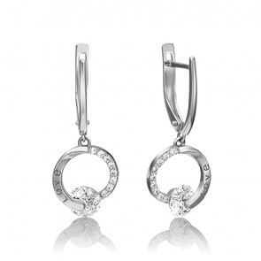 Серьги из белого золота Platina с фианитом 02-4495-00-501-1120-38 фото