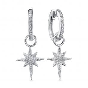 Серебряные серьги АЛЬКОР с фианитом 02-4497/00КЦ-00 фото