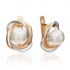 Серьги из комбинированного золота Platina с жемчугом 02-4498-00-301-1111-31 фото