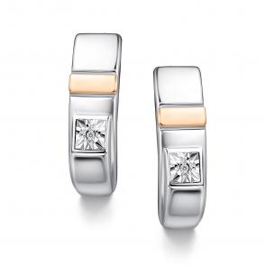 Серебряные серьги АЛЬКОР с золотой накладкой и бриллиантом 02-4498/000Б-00 фото