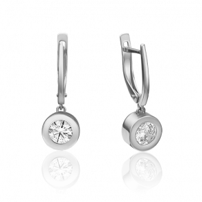 Серьги из белого золота Platina с фианитом 02-4500-00-501-1120-38 фото
