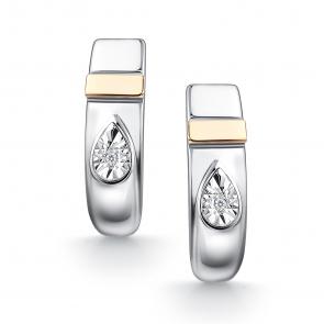 Серебряные серьги АЛЬКОР с золотой накладкой и бриллиантом 02-4500/000Б-00 фото