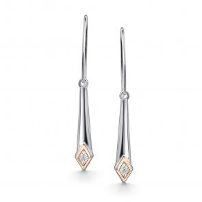 Серебряные серьги Алькор с золотой накладкой и бриллиантом 02-4501/000Б-00 фото