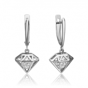 Серьги из белого золота Platina с фианитом 02-4511-00-501-1120-38 фото