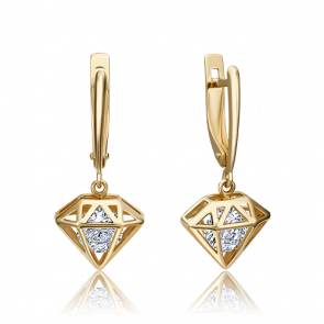 Серьги из лимонного золота Platina с фианитом 02-4511-00-501-1130-38 фото