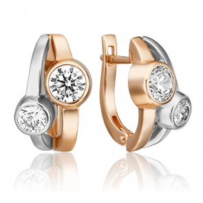 Серьги из комбинированного золота Platina с фианитом 02-4512-00-501-1111-38 фото