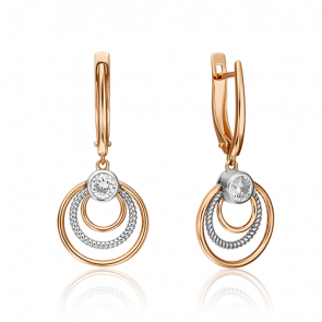 Серьги из комбинированного золота Platina с фианитом 02-4514-00-501-1111-38 фото