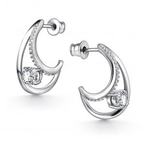 Серебряные серьги АЛЬКОР с фианитом 02-4514/00КЦ-00 фото