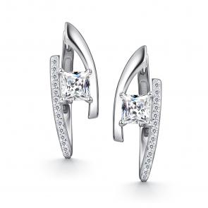 Серебряные серьги АЛЬКОР с фианитом 02-4515/00КЦ-00 фото
