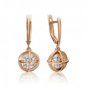 Золотые серьги Platina с фианитом 02-4519-00-501-1110-67 фото