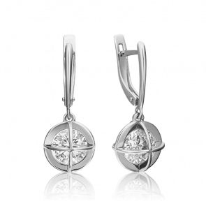 Серьги из белого золота Platina с фианитом 02-4519-00-501-1120-67 фото