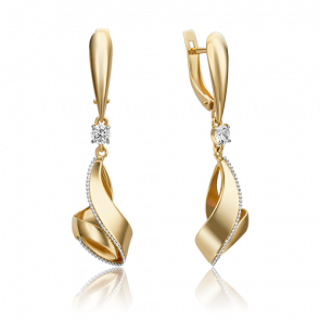 Серьги из комбинированного золота Platina с фианитом 02-4520-00-501-1121-38 фото