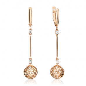 Золотые серьги Platina с фианитом 02-4527-00-501-1110-67 фото