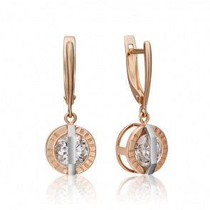 Серьги из комбинированного золота Platina с фианитом 02-4528-00-401-1111 фото