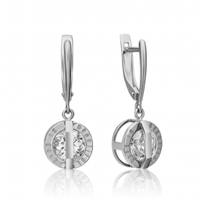 Серьги из белого золота Platina с фианитом 02-4528-00-401-1120 фото