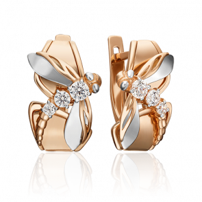 Серьги из комбинированного золота Platina с фианитом 02-4529-00-501-1111-38 фото