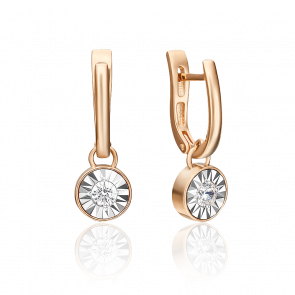 Серьги из комбинированного золота Platina с бриллиантом 02-4531-00-101-1111-30 фото