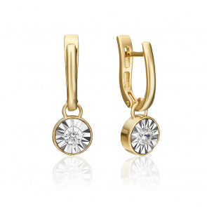 Серьги из комбинированного золота Platina с бриллиантом 02-4531-00-101-1121-30 фото