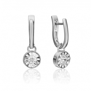Серьги из белого золота Platina с фианитом 02-4531-00-501-1120-38 фото