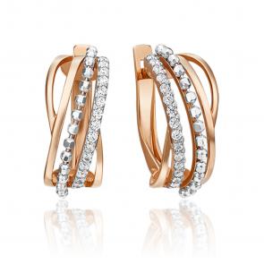 Серьги из комбинированного золота Platina с фианитом 02-4533-00-401-1111-24 фото