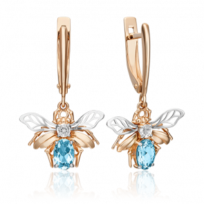 Серьги из комбинированного золота Platina с топазом 02-4538-00-201-1111-57 фото