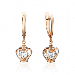 Серьги из комбинированного золота Platina с фианитом 02-4539-00-401-1111 фото