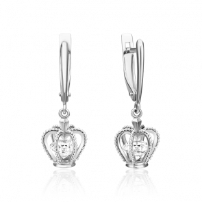 Серьги из белого золота Platina с фианитом 02-4539-00-501-1120-67 фото