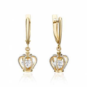 Серьги из комбинированного золота Platina с фианитом 02-4539-00-501-1121-67 фото