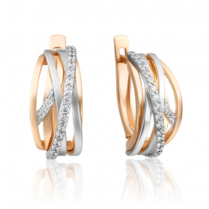 Серьги из комбинированного золота Platina с фианитом 02-4540-00-401-1111-24 фото